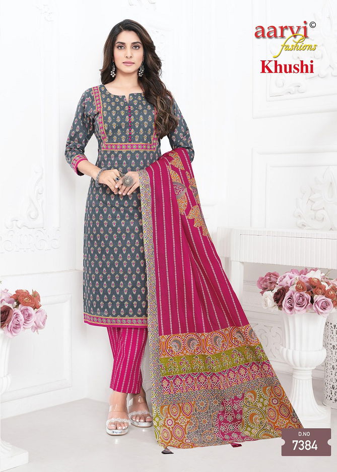 Khushi Vol 1 By Aarvi Cotton Ajrakh Printed Kurti With Bottom Dupatta Wholesale Shop In Surat
